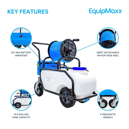 AquaSpray Rolling 16 Gallon Water Tank with DI Resin Tank and Waterfed Pole for Window and Solar Panel Cleaning