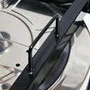 21" Stainless Steel Rotating Roof Cleaner for Pressure Washers, close-up of a black lifting handle welded over the polished steel deck