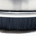 21" Stainless Steel Rotating Roof Cleaner for Pressure Washers, close-up of the dense black bristle skirt around the steel deck edge