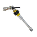 Top nozzle mount with a black and gold locking collar, adjustable angle joint, and quick-connect fitting.