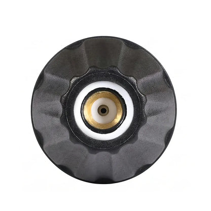 Direct view into the tip of a 4000psi turbo nozzle showing the internal brass and spray center.
