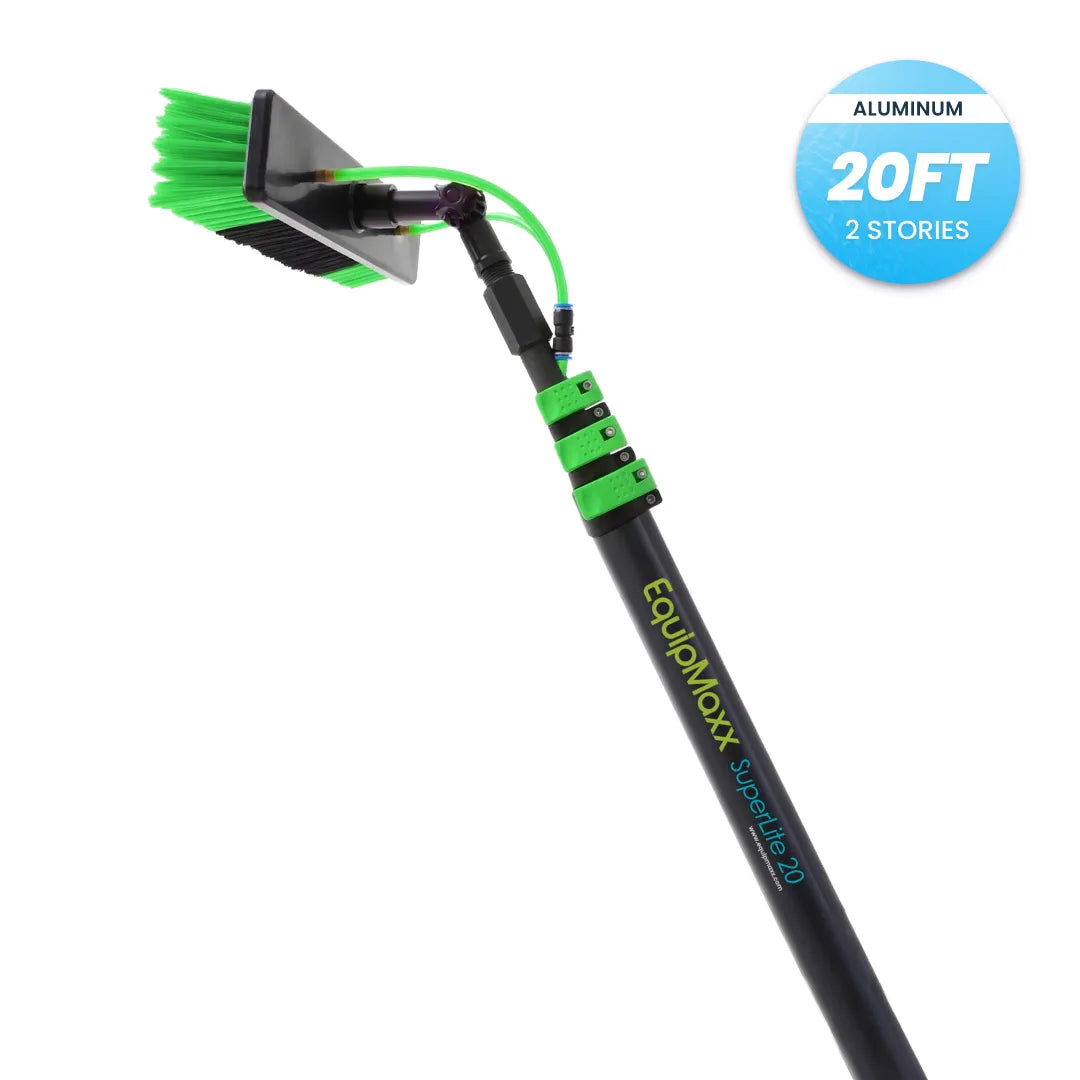 AquaSpray Superlite Aluminum Telescopic Water Fed Pole System for High-Reach Residential & Commercial Window and Solar Panel Cleaning (20/24/30ft)