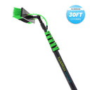 30-foot EquipMaxx aluminum water fed pole with green brush, tubing, clamps, and a 3-story rating badge.