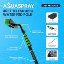 Key features infographic of the 30ft Aluminum Water Fed Pole