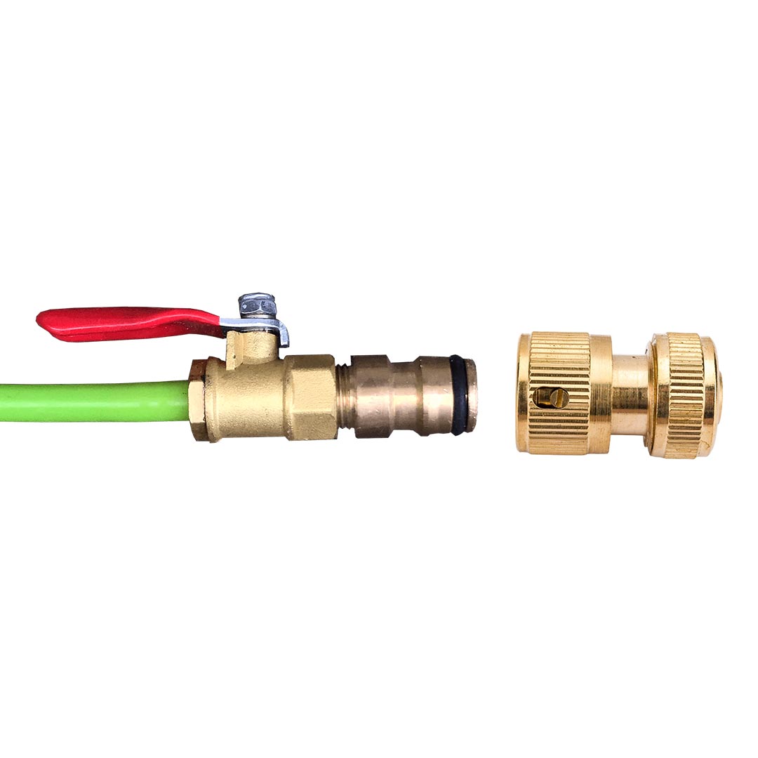 Connecting the shut-off valve and brass hose coupling