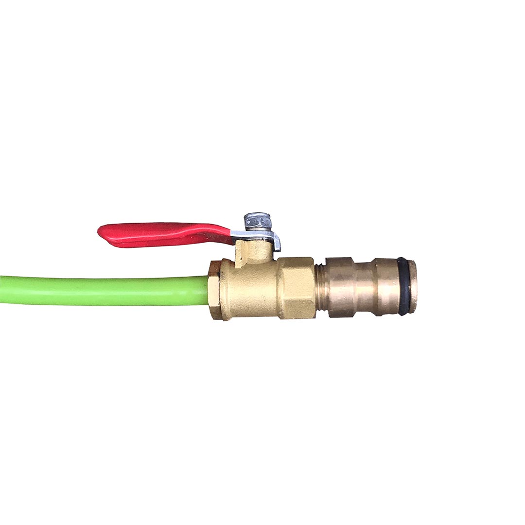 Closed-up view of the replacement hose with valve