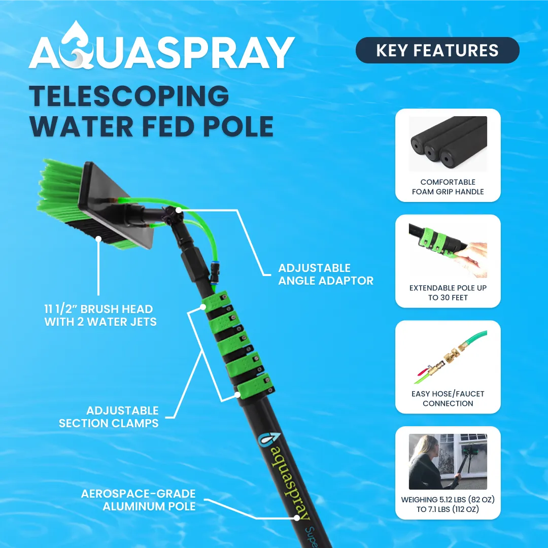 Aquaspray Telescopic Water Fed Pole System for Window and Solar Panel Cleaning