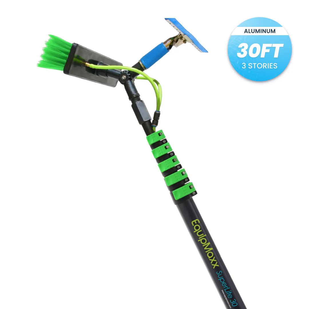 Aquaspray Premium Telescopic Water Fed Pole Kit for Solar and Window Cleaning — Superlite 24 Foot Pole