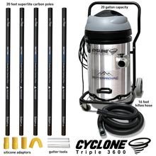 Load image into Gallery viewer, Cyclone Triple 3600 Gutter Vacuum (20gal) with 20 foot Carbon Gutter Poles