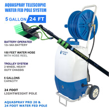 Load image into Gallery viewer, Window and Solar Panel Cleaning System: Rolling 5.2 Gallon Water Tank with Water Fed Pole
