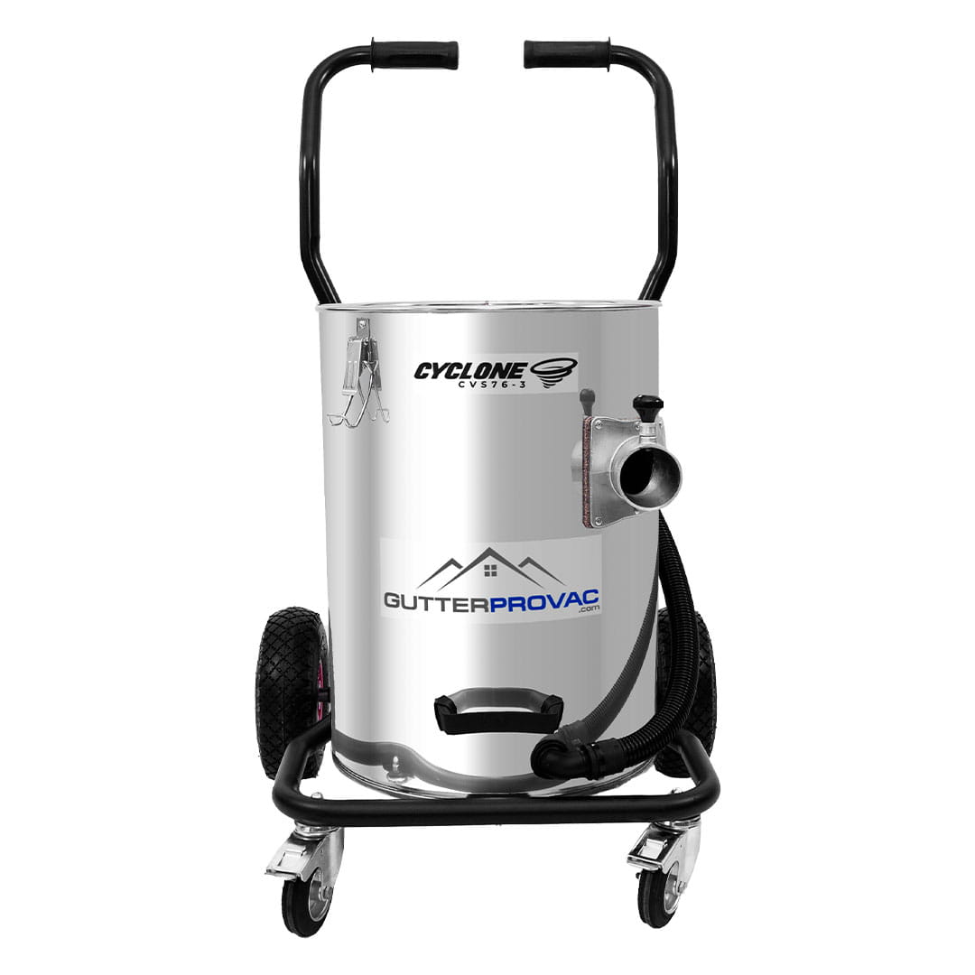 20 Gallon Cyclone II 3600W Stainless Steel Gutter Vacuum with 40 Foot Carbon Push Fit Poles and Bag