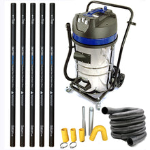 Load image into Gallery viewer, 20 Gallon Classic Gutter Vacuum with 20 foot (2 story) reach carbon gutter poles with 2 inch 50 foot hose kit