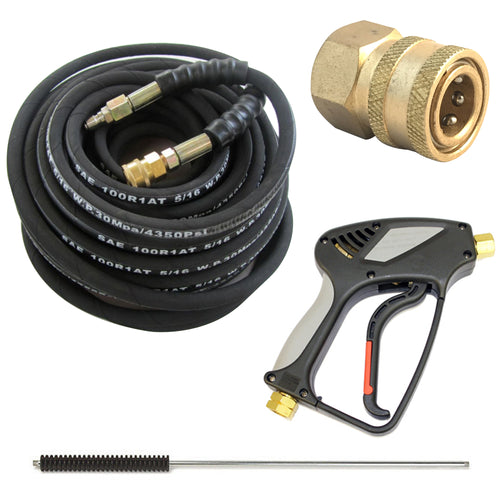 50 Foot 3/8 hose, Pressure Washer Gun, Quick Connector and 18 Inch Lance Kit