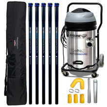 Load image into Gallery viewer, Cyclone 20 Gallon Triple 3600 Gutter Vacuum System with 20 Foot Carbon Clamping Gutter Poles and Pole Bag