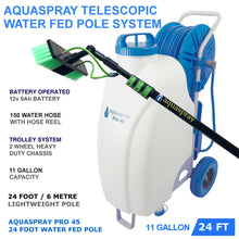 Load image into Gallery viewer, Window and Solar Panel Cleaning System: Rolling 11 Gallon Pro45 Water Tank with Water Fed Pole