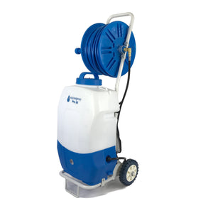 Window and Solar Panel Cleaning System: Rolling 5.2 Gallon Water Tank with Water Fed Pole