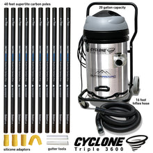 Load image into Gallery viewer, Cyclone Triple 3600 Gutter Vacuum (20gal) with 40 foot Carbon Gutter Poles