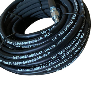 100 Feet 3000 PSI High Pressure Hose with 1/4 inch Male and Female Quick Connect, Single Braid by EquipMaxx