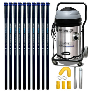20 Gallon Cyclone Triple 3600 Gutter Vacuum Kit with 40 Foot (3 Story) Carbon Clamping Gutter Poles
