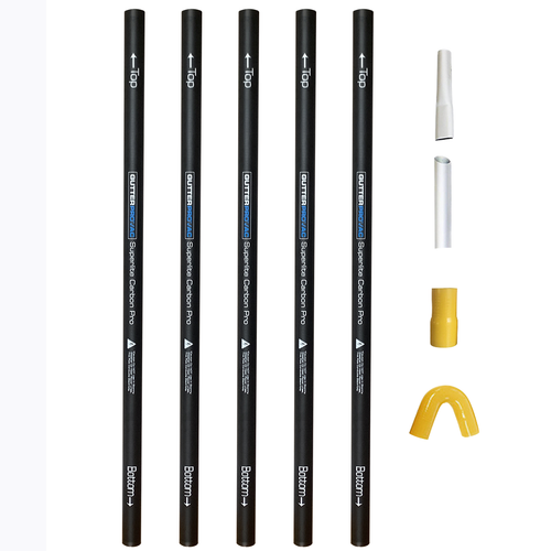 20 foot (2 story) reach carbon gutter cleaning poles - (11oz each x 5 pcs) with accessories