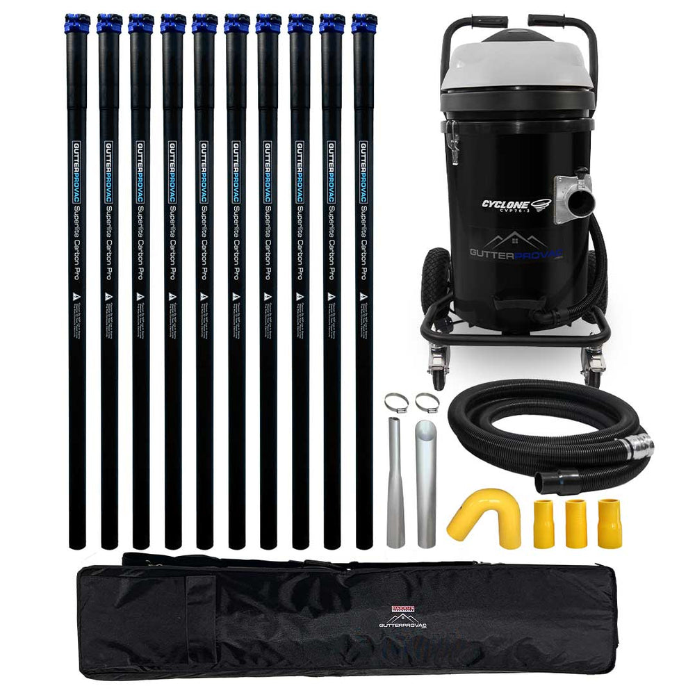 20 Gallon Cyclone II 3600W Polypropylene  Gutter Vacuum with 40 Foot Carbon Fiber Clamping  Poles and Bag