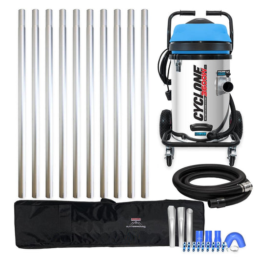 20 Gallon Cyclone II 3600W Stainless Steel Gutter Vacuum with 40 Foot Aluminum Poles and Bag