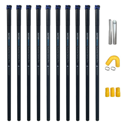 Carbon Clamping Poles 40 Foot (3 Story) Kit with Nozzle and Adaptor Accessories