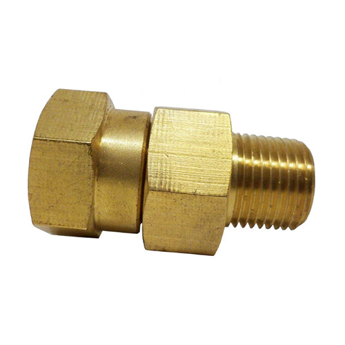Gallery image 3 for Brass Swivel Coupling, 3/8 inch male NPT to 3/8 female NPT thread for pressure washer hoses