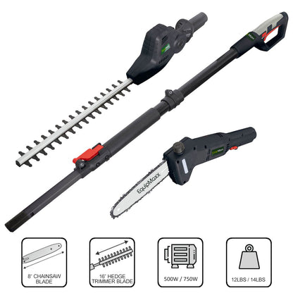 2-in-1 Electric Long Reach Chainsaw & Hedge Trimmer