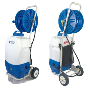 Window and Solar Panel Cleaning System: Rolling 5.2 Gallon Water Tank with Water Fed Pole