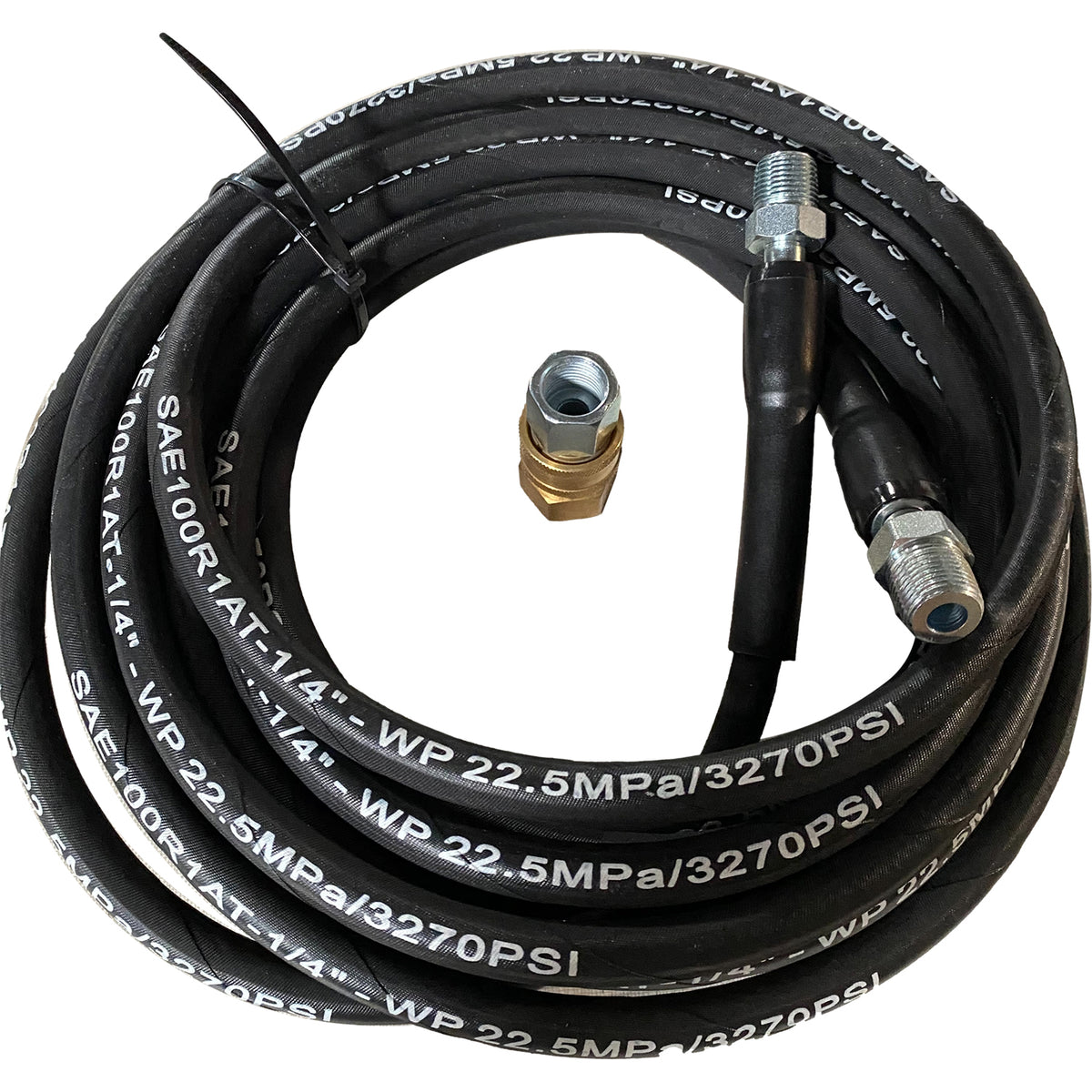Gallery image 1 for 100 Feet 3000 PSI High Pressure Hose with 1/4 inch Male and Female Quick Connect, Single Braid by EquipMaxx