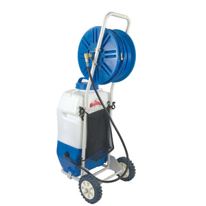 Window and Solar Panel Cleaning System: Rolling 5.2 Gallon Water Tank with Water Fed Pole