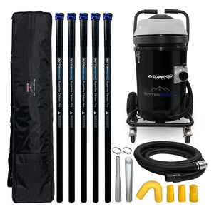 20 Gallon Cyclone II 3600W Polypropylene Gutter Vacuum with 20 Foot Carbon Fiber Clamping Poles and Bag