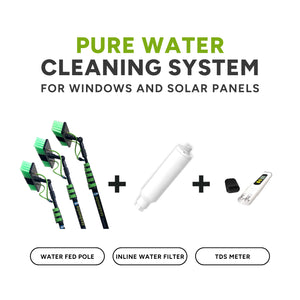 Water Fed Pole (30 Foot Reach) with Inline Filter and TDS Meter - Solar Panel Brush