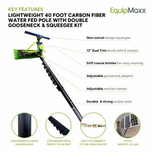 40 Foot Carbon Water Fed Pole with Brush and Squeegee